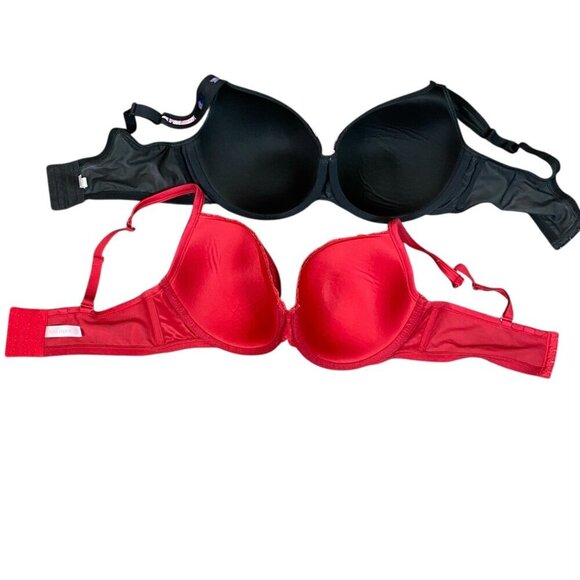 Bundle of 2 Cacicque Bras Plus Sz 40DDD Black Floral & Red Lace #11V - Picture 3 of 5